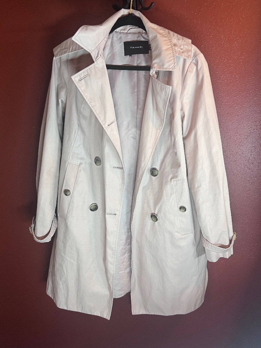 TAHARI Pink Trenchcoat Medium